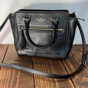 Kate Spade New York Allyn Chester Street Black Leather Satchel Handbag Crossbody